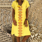 Summer Short Sleeve Cotton Linen Long Maxi Dress Fashion Ladies Casual Loose Beach Kaftan Dresses Sundress